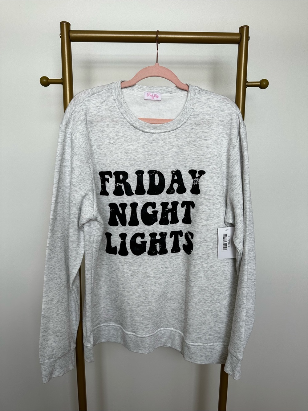 Pink Lily Friday Night Lights Women's Crewneck Sweatshirt - Light Heather Gray